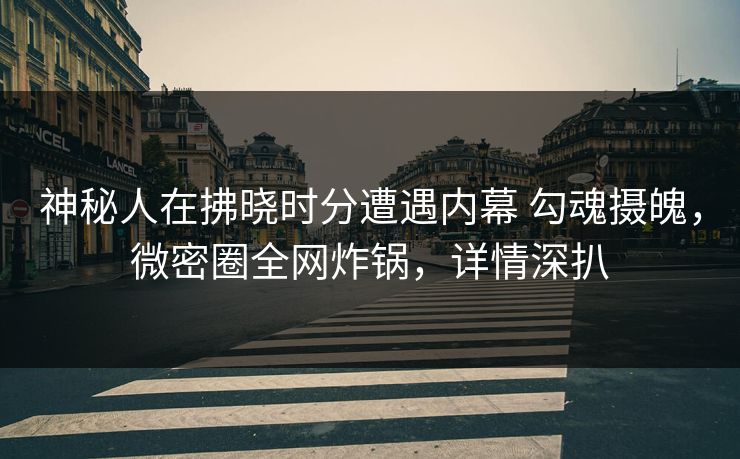 神秘人在拂晓时分遭遇内幕 勾魂摄魄，微密圈全网炸锅，详情深扒