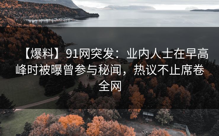【爆料】91网突发：业内人士在早高峰时被曝曾参与秘闻，热议不止席卷全网