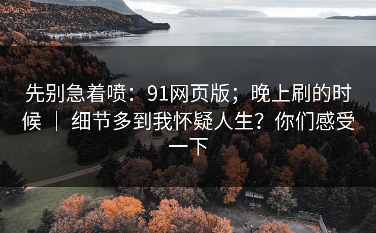 先别急着喷：91网页版；晚上刷的时候 ｜ 细节多到我怀疑人生？你们感受一下